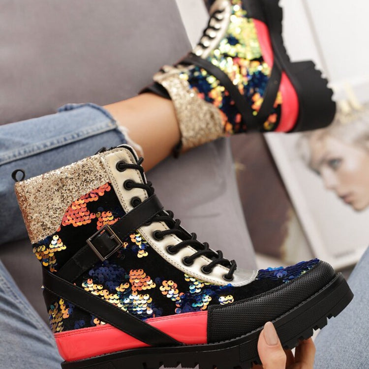 High-Top Sequin Camouflage Outdoor Climbing Shoes