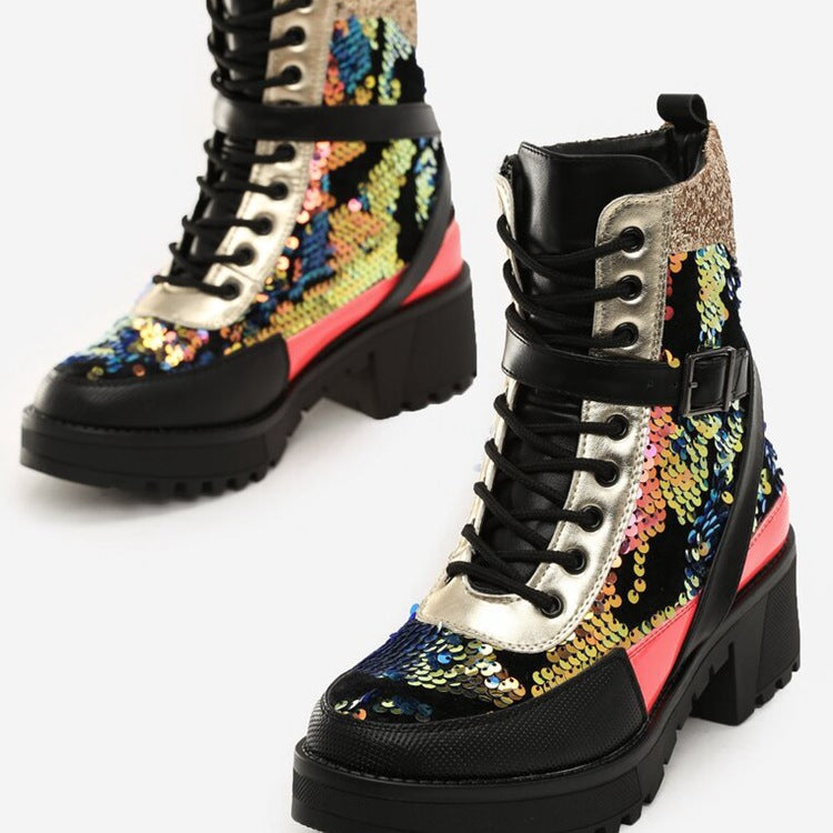 High-Top Sequin Camouflage Outdoor Climbing Shoes