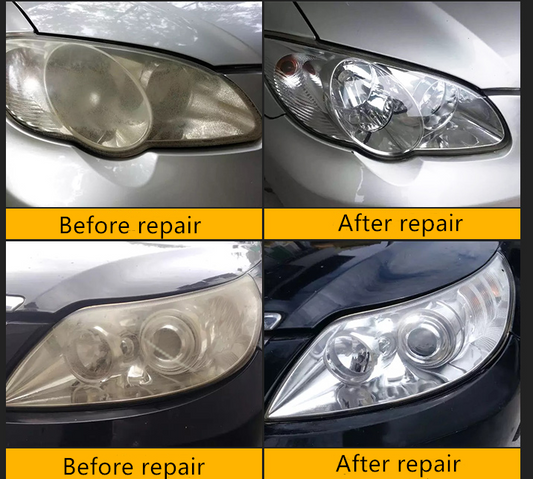 Headlight Restoration Kit - Repair Fluid and Tools